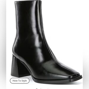 Jeffrey Campbell Sherpal Bootie— Black Leather Ankle Height Block Heel Boots